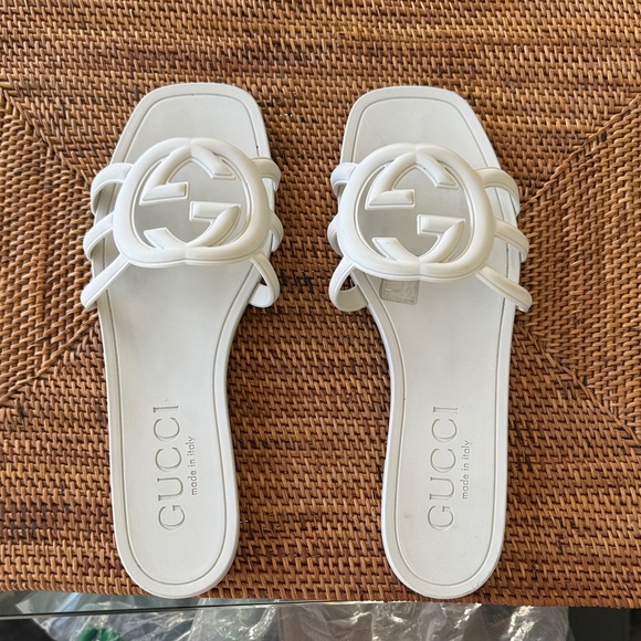 Gucci Shoes - Gucci Women's White Logo Slide Sandals